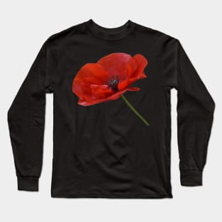 Single Red Poppy Flower Long Sleeve T-Shirt